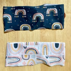 Set of Two Rainbow Headbands w/Buttons